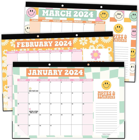 Retro Large Desk Calendar 2024-2025 - Desk Calender 2024 Monthly, Desktop Calendar 2024-2025, Desk Planner 2024 Calendar Desk, Desk Calander 2024 Large, Office Calendar, Desk Pad Calendar 2024