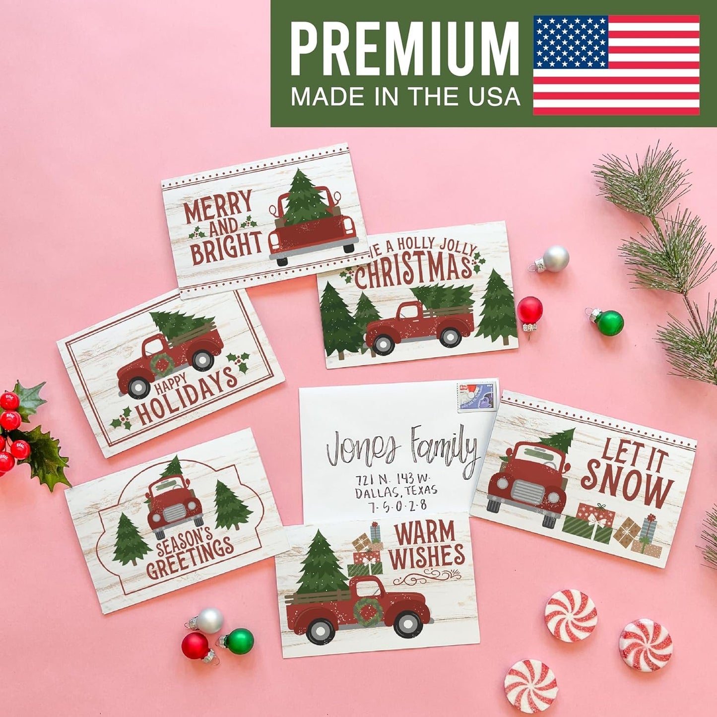Red Truck Folded Christmas Cards