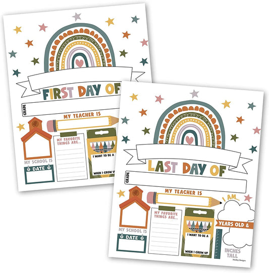 Boho Rainbow on White Back to School Signs