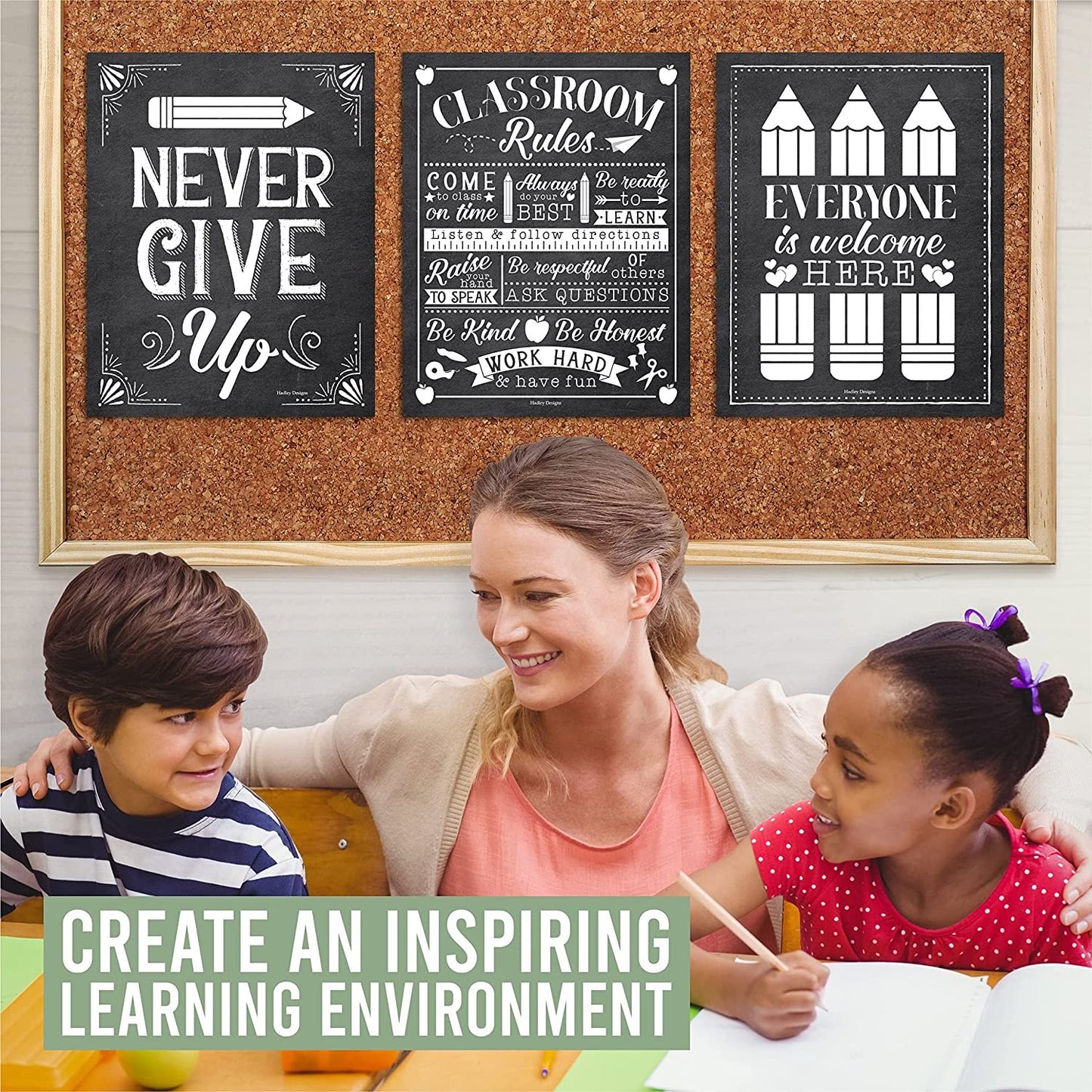 Black & White Chalk Black & White Chalk Classroom Motivational Posters