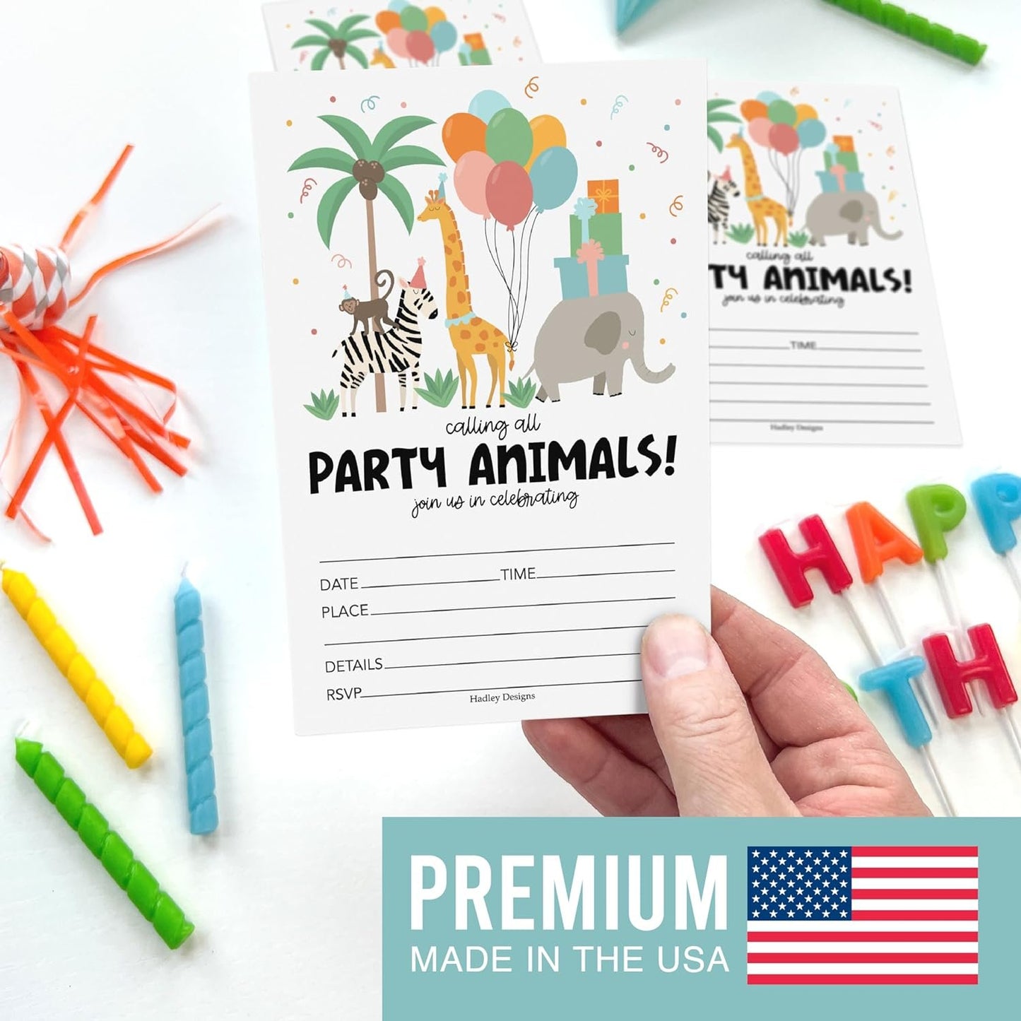 15 Party Animal Birthday Invitations Girl - Kids Birthday Invitations Boy, Jungle Birthday Party Invitations For Boys, Zoo Birthday Invites For Boy, Birthday Invitation Cards, Birthday Party Invites