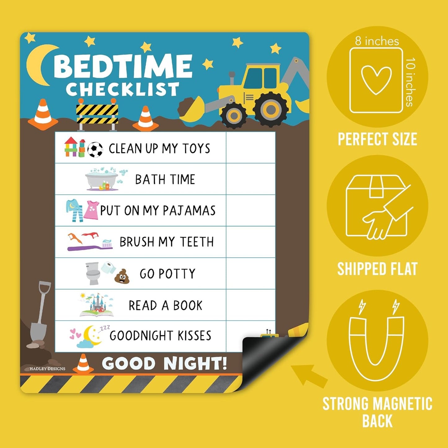 Construction Daily Schedule for Kids Schedule Board for Home - Reward Chart Bedtime Routine Chart for Toddlers, Morning Routine Chart for Kids Routine Chart, Toddler Daily Routine Chart for Kids