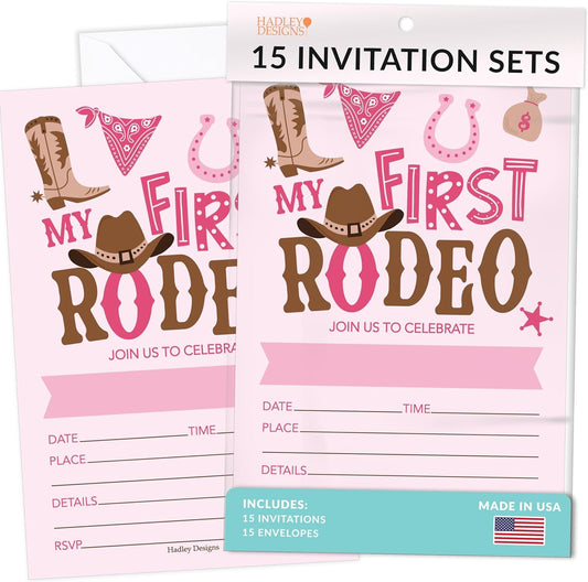 15 My First Rodeo Birthday Invitations Girl - 1st Rodeo Birthday Party Invitations For Girls, Western Invitations For Birthday Party Invitation Girl, Invitation Cards, Kids Birthday Invitations