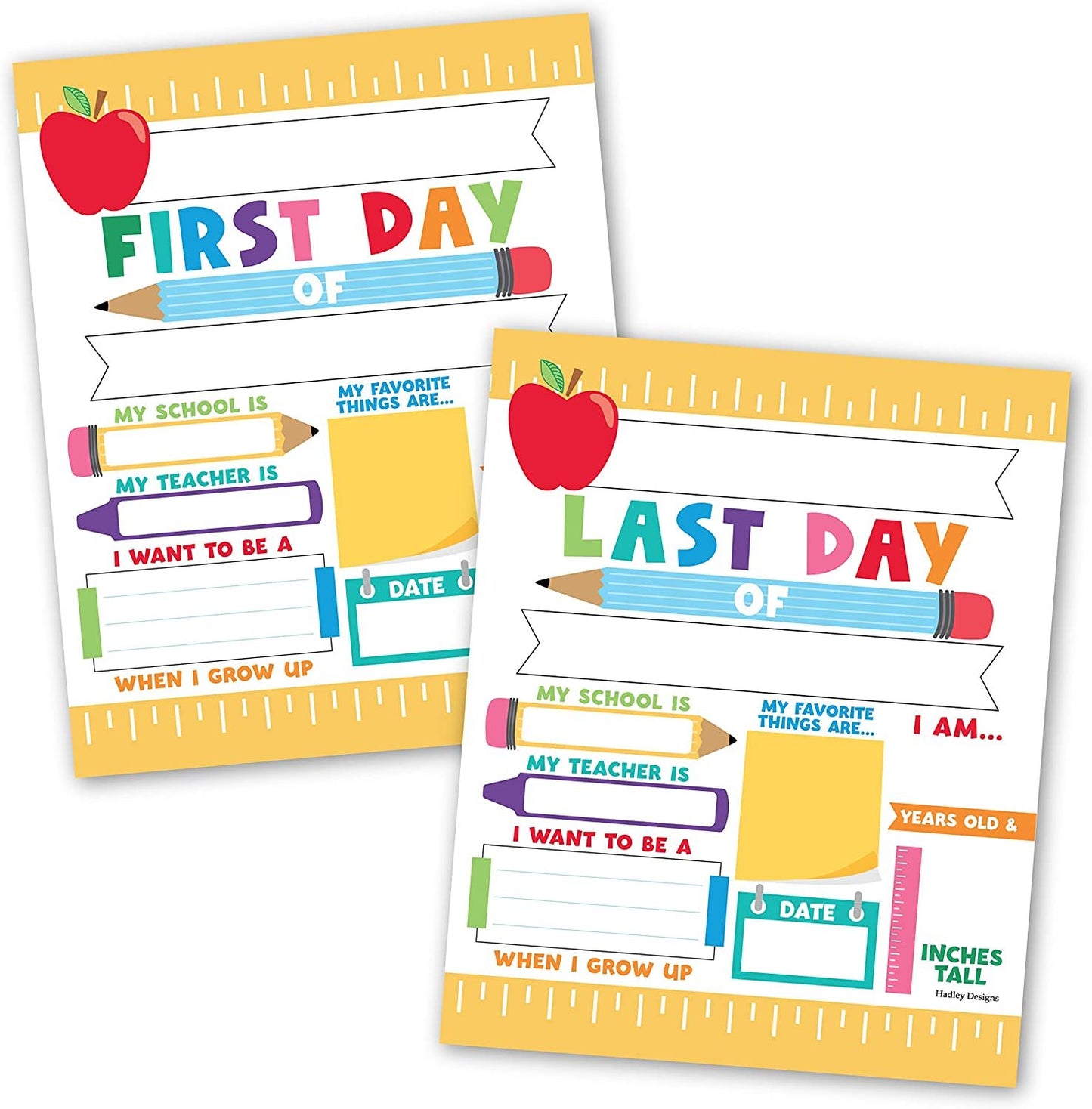 Colorful With Ruler Border Back to School Signs