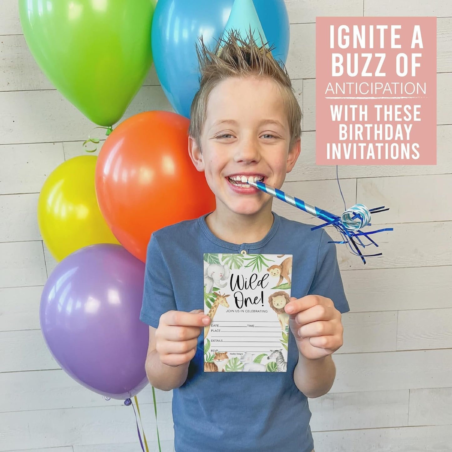 15 Wild One Birthday Invitations Girl - Kids Birthday Invitations Boy, Safari Birthday Party Invitations For Boys, Animal Birthday Invites For Boy, Invitation Cards, Zoo Birthday Party Invites Boy