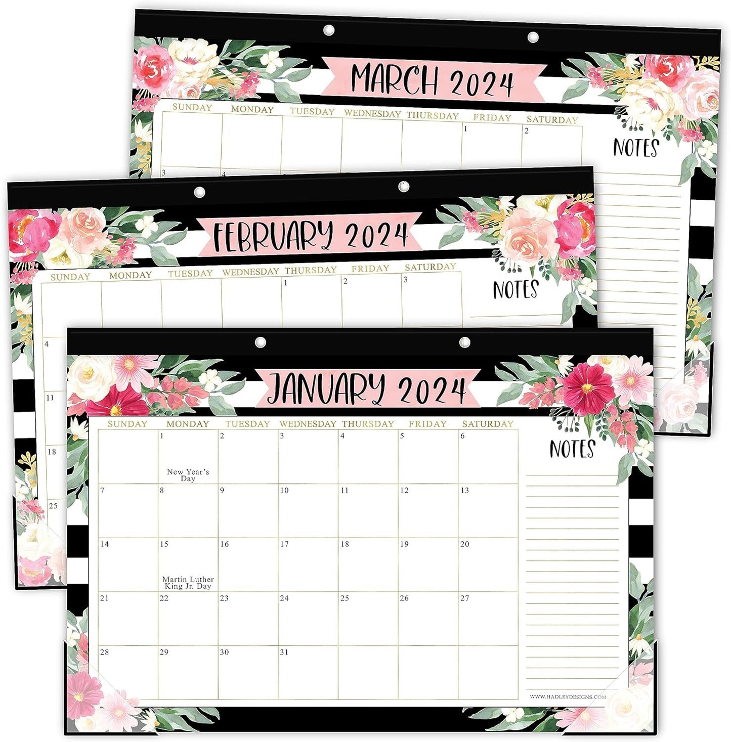 Floral Large Desk Calendar | 18 Month | 2024-2025 | Calendars & Planners