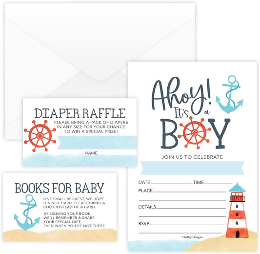 15 Nautical Baby Shower Invitations For Boy Baby Shower Ideas - Boy Baby Shower Invites For Boy, Boy Baby Shower Invitations Boy With Diaper Raffle, Baby Boy Shower Invitations, Baby Invitations