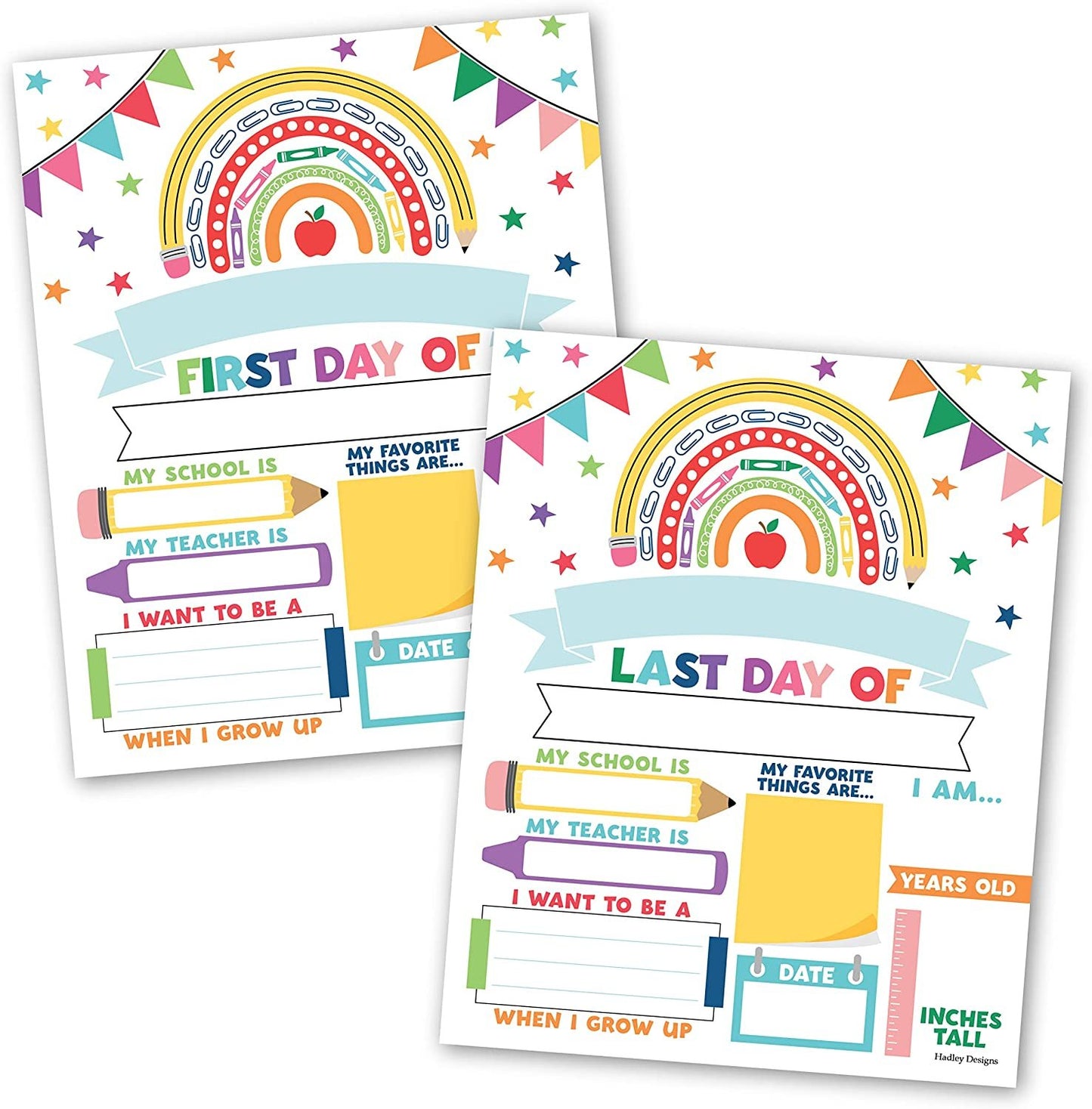 Rainbow on White Back to School Signs