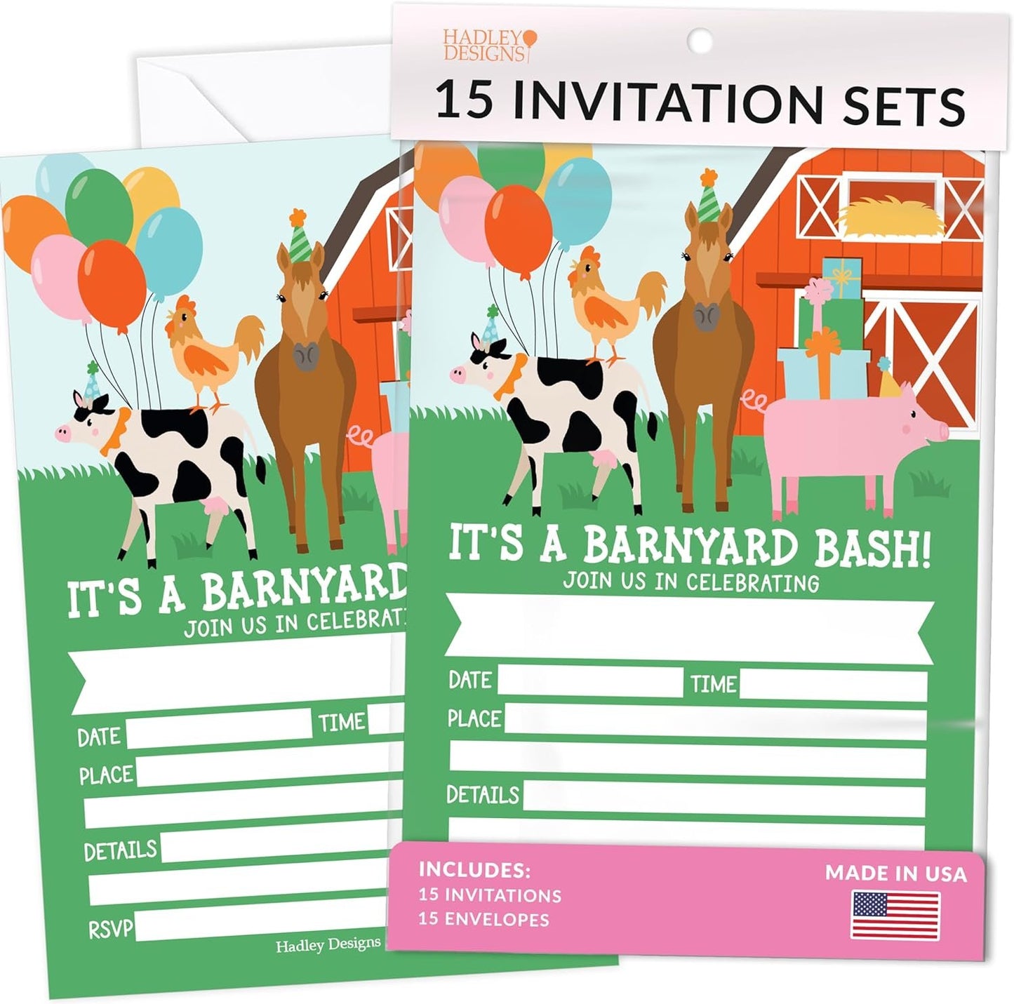15 Farm Animals Birthday Invitations Girl - Kids Birthday Invitations Boy, Barn Birthday Party Invitations For Boys, Farm Birthday Invites For Boy, Birthday Invitation Card, Birthday Party Invites Boy