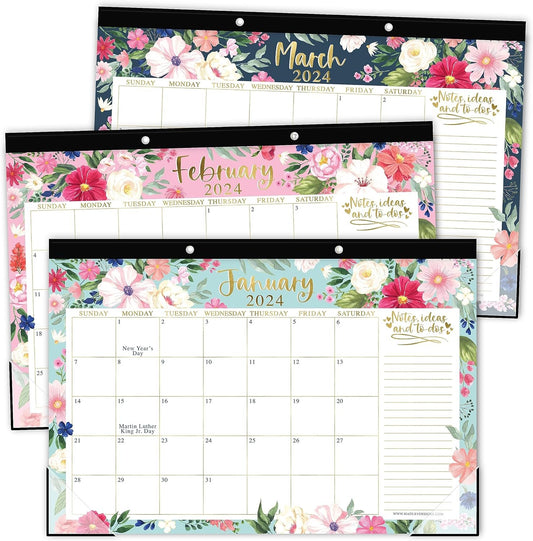 Spring Floral Large Desk Calendar | 18 Month | 2024-2025 | Calendars ...