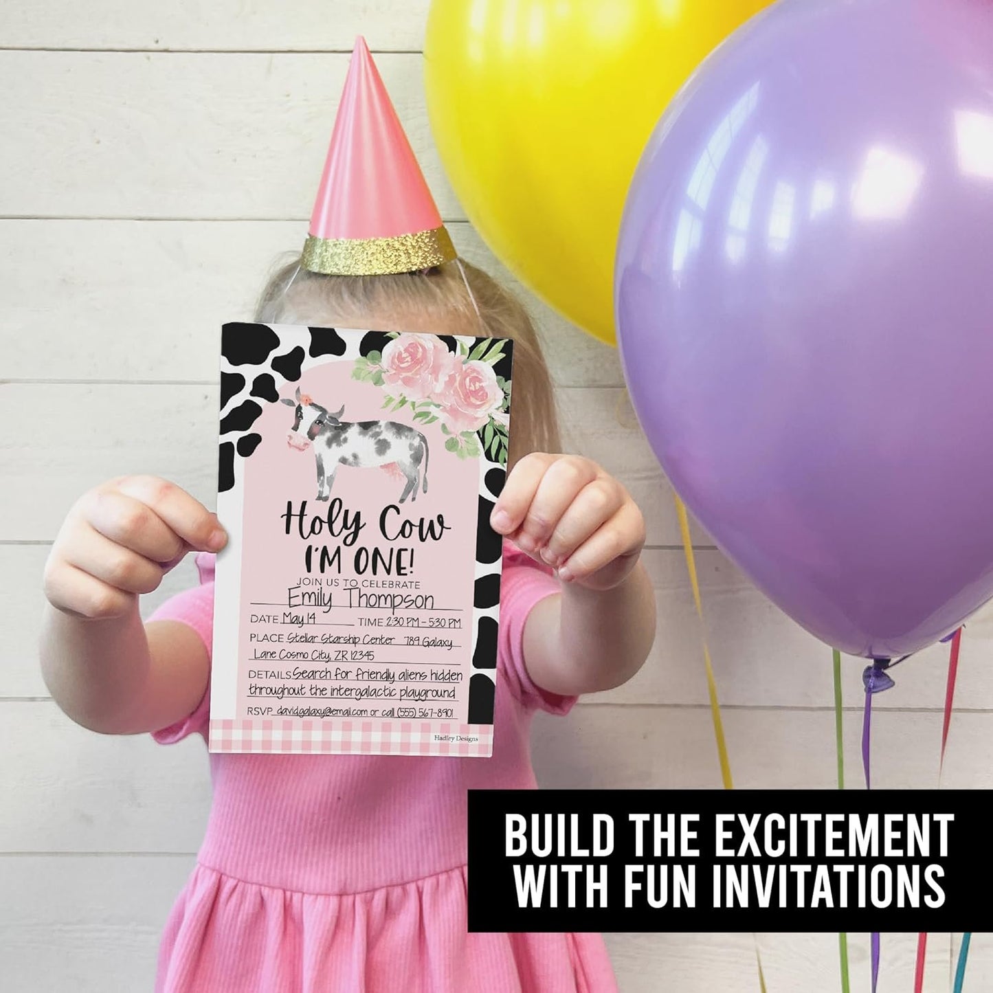 15 Holy Cow Im One Birthday Invitations Girl - Cow Birthday Party Invitations For Girls, Cow Invitations For Birthday Party Invitation Girl, Invitation Cards Birthday, Kids Birthday Invitations Girl