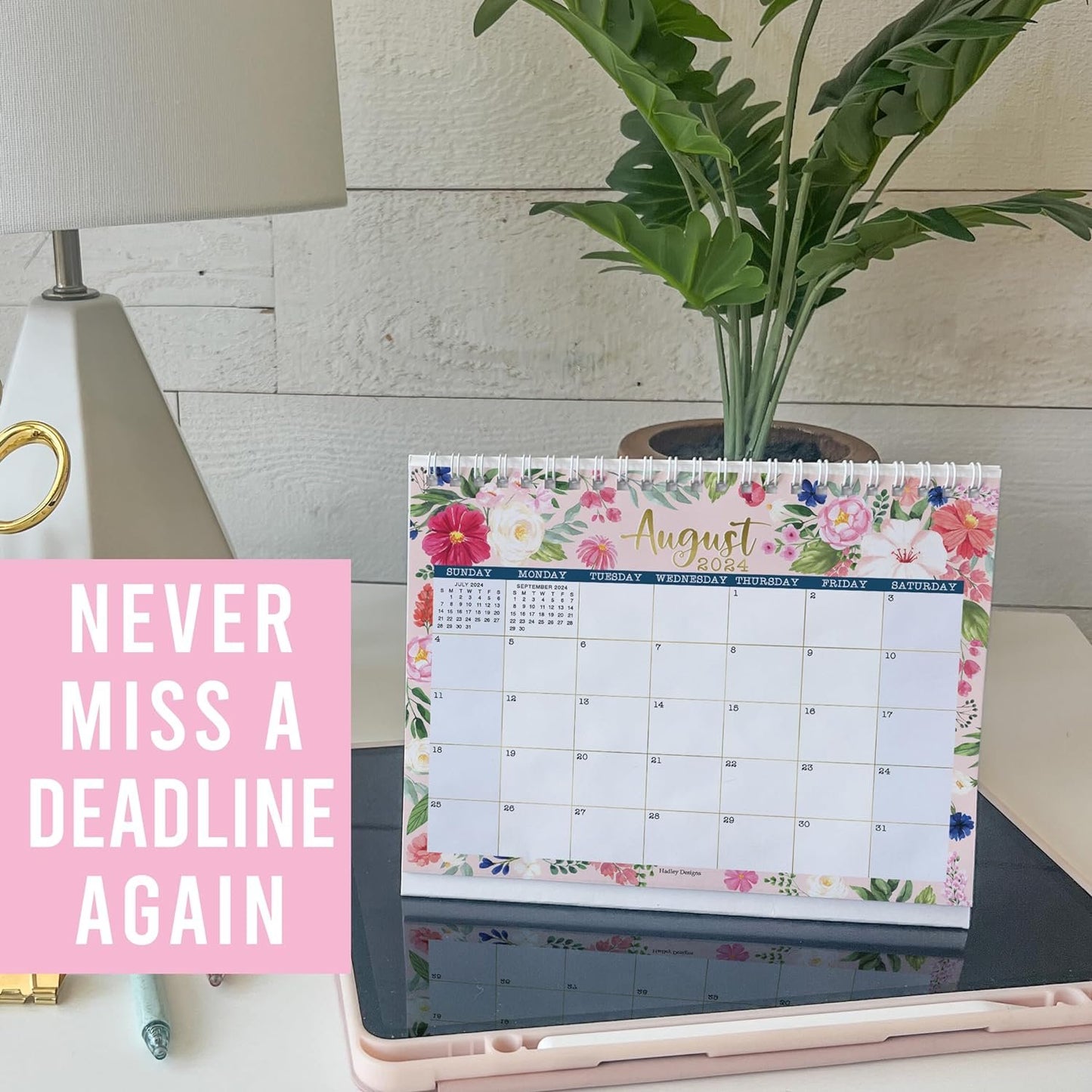 Floral Small Desk Calendar 2024 Standing Flip - Small Desktop Calendar 2024-2025, Small Stand Up Desk Calendar 2024, Desk Flip Calendar 2024, Standing Desk Calendar 2024-2025, Flip Calendar For Desk