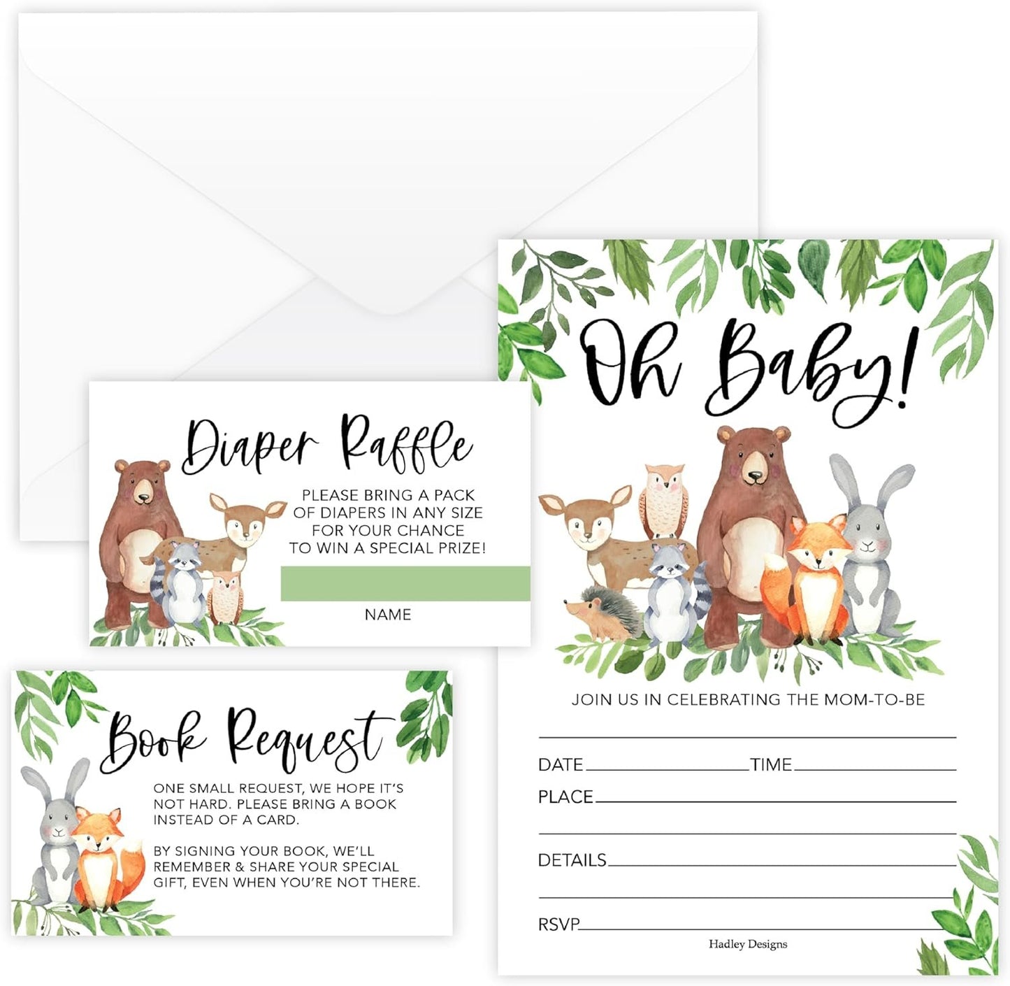 15 Woodland Baby Shower Invitations Gender Neutral - Baby Shower Invitations For Girl, Boy Baby Shower Invites For Boy, Baby Boy Shower Invitations, Baby Girl Baby Shower Invitations With Envelopes