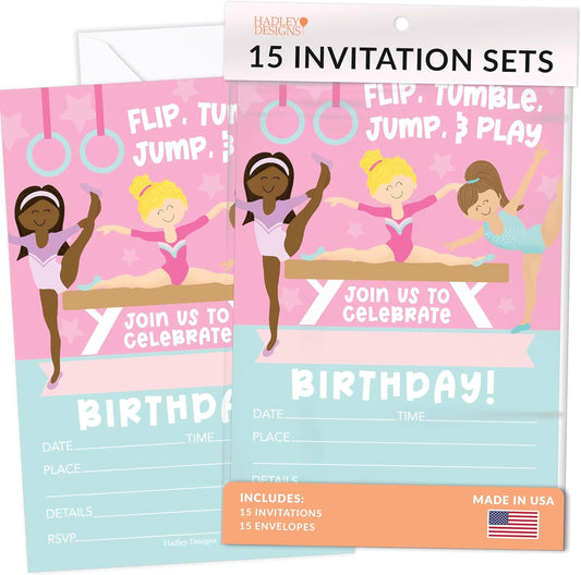 15 Gymnastics Birthday Invitations Girl - Gymnastic Birthday Party Invitations For Girl, Invitations For Birthday Party Invitation Girl, Gymnastics Birthday Invitation Cards, Kids Birthday Invitations