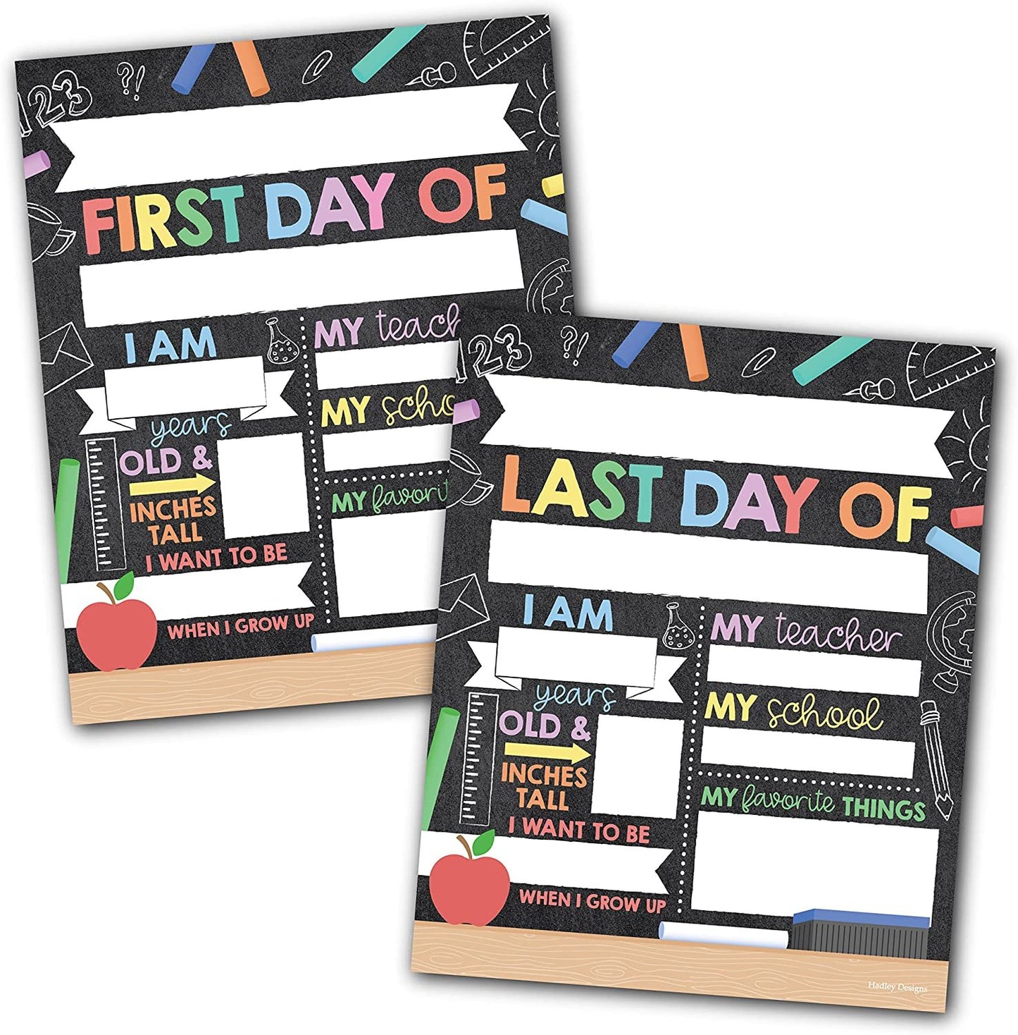 White Doodles Vertical Back to School Signs