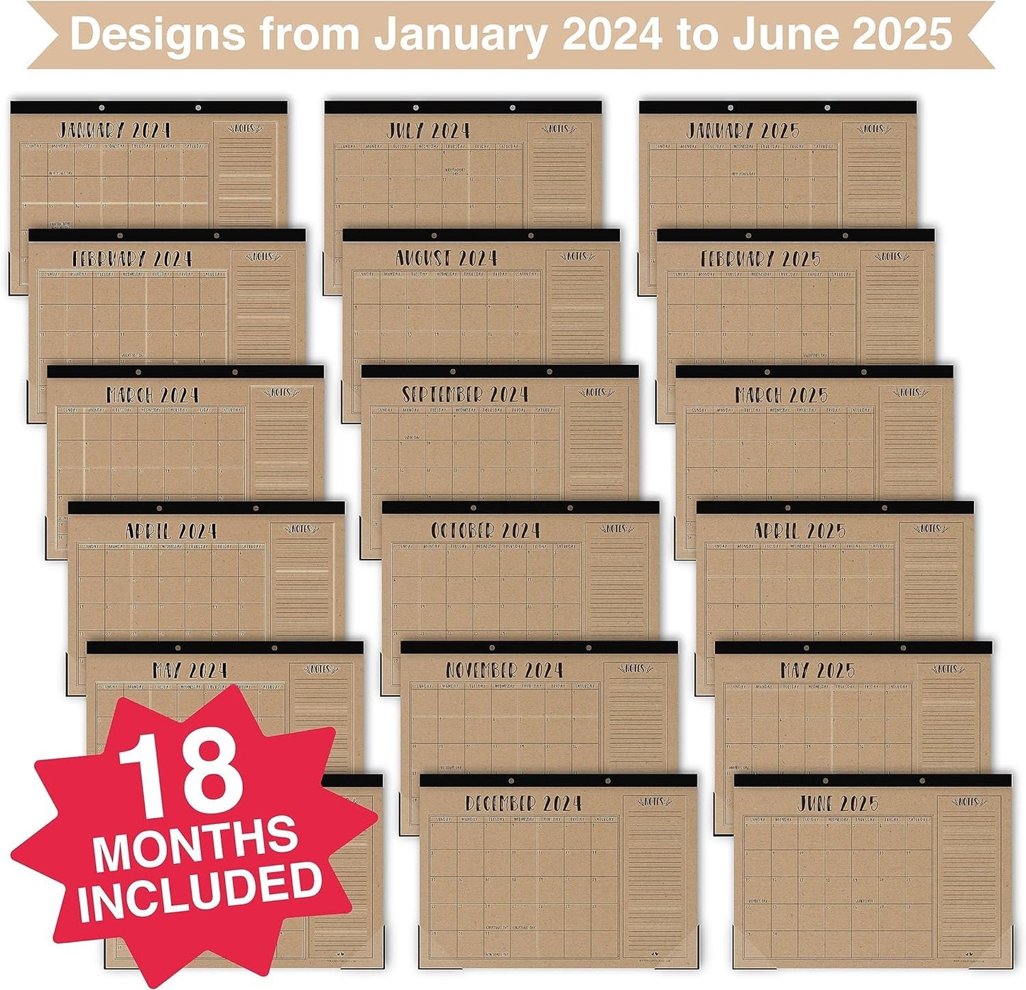 Rustic Large Desk Calendar 2024-2025 - Desk Calender 2024 Monthly, Desktop Calendar 2024-2025, Desk Planner 2024 Calendar Desk, Desk Calander 2024 Large, Office Calendar, Desk Pad Calendar 2024