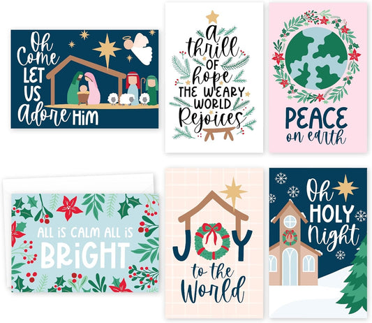 24 Religious Christmas Cards Boxed With Envelopes Religious - Assorted Christmas Cards With Envelopes, Boxed Christmas Cards Religious, Nativity Christmas Cards Bulk With Envelopes, Cards Christmas