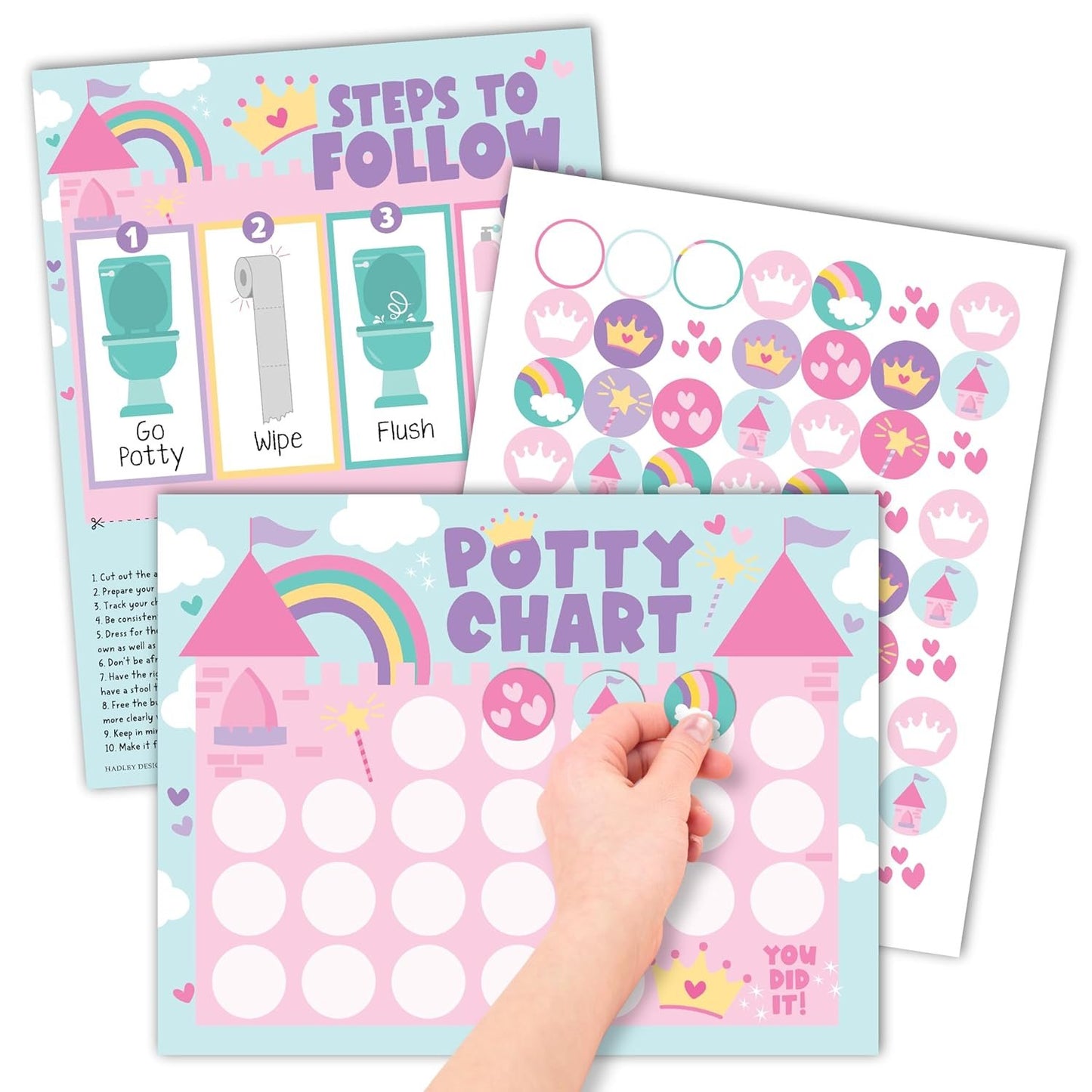Princess Potty Training Chart For Toddler Girl - Potty Training Sticker Chart For Girls Potty, Potty Chart For Girls With Sticker, Sticker Chart For Kids Potty Training Reward Chart, Kids Reward Chart