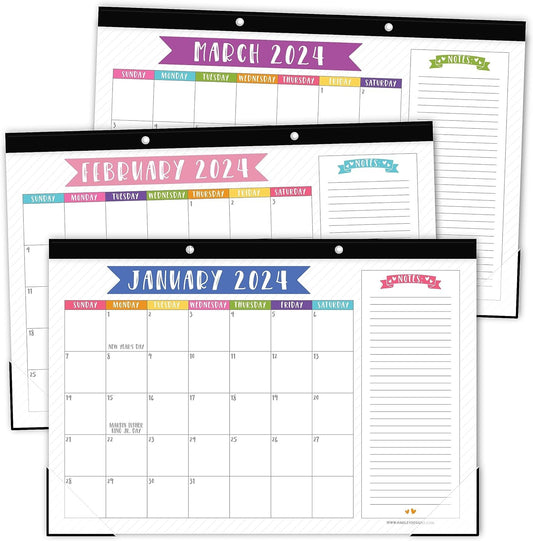 Colorful Large Desk Calendar 2024-2025 - Desk Calender 2024 Monthly, Desktop Calendar 2024-2025, Desk Planner 2024 Calendar Desk, Desk Calander 2024 Large, Office Calendar, Desk Pad Calendar 2024