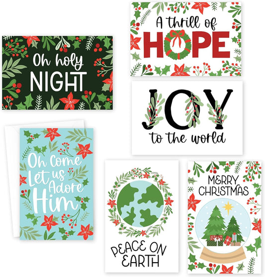 24 Greenery Religious Christmas Cards Boxed With Envelopes Religious - Merry Christmas Cards Bulk With Envelopes, Assorted Christmas Cards With Envelopes, Boxed Christmas Cards Religious