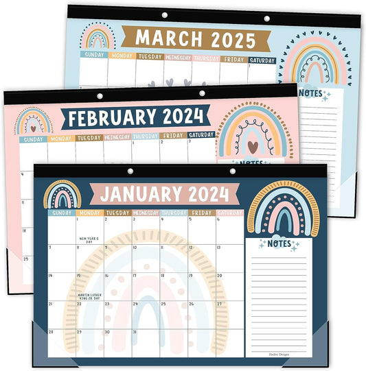 Boho Large Desk Calendar 2024-2025 - Desk Calender 2024 Monthly, Desktop Calendar 2024-2025, Desk Planner 2024 Calendar Desk, Desk Calander 2024 Large, Office Calendar, Desk Pad Calendar 2024